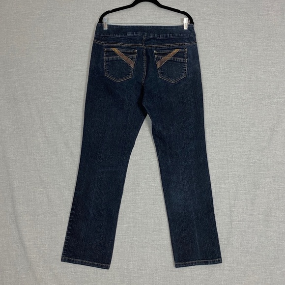 Reitmans Pull On Jeans Sz 13 Straight Leg High Rise Dark Wash Blue - Picture 4 of 7